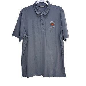 Travis Mathew Men's XL Gray Polo Shirt Short Sleeve Tito's Vodka Austin TX